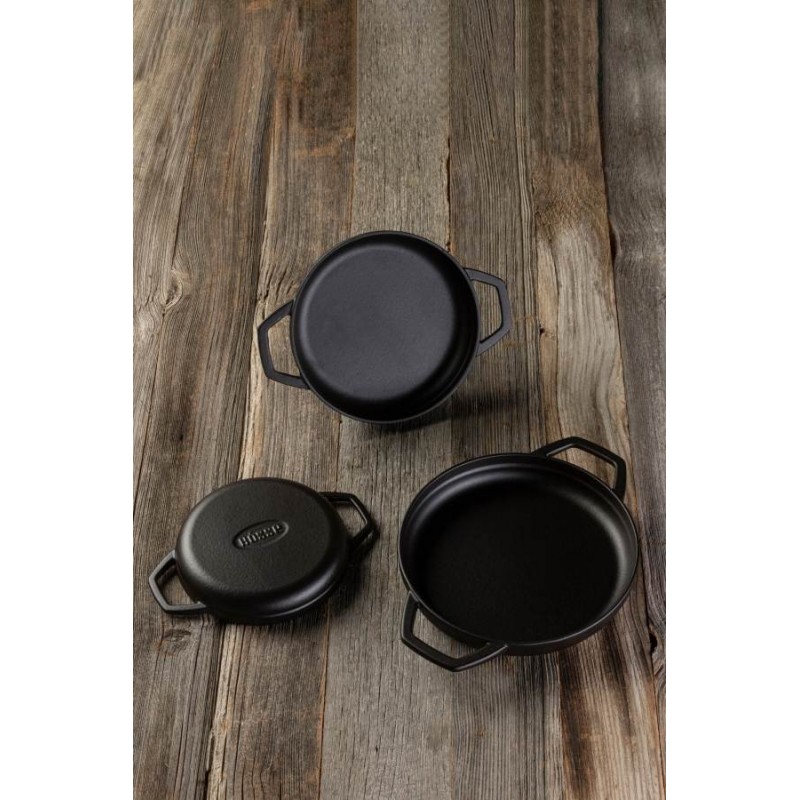 Emaljēta čuguna panna ar diviem rokturiem Hosse, Black Onyx, Ф22cm | Plakana čuguna panna | Čuguna panna |